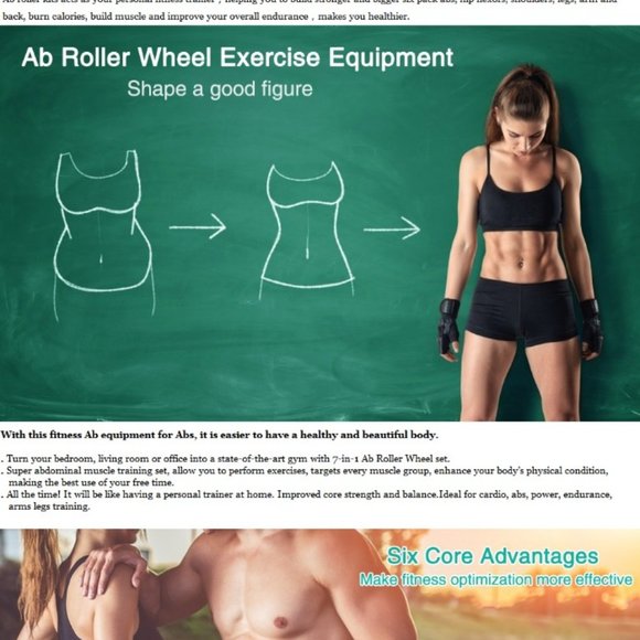 Ab Wheel Slide 4 wheel roller with resistance band Multifunction Set with Push U - Picture 14 of 16